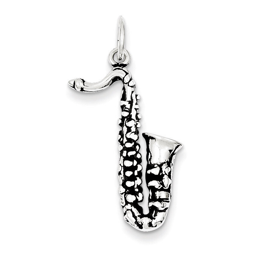 Saxophone Charm Antiqued Sterling Silver QC7773
