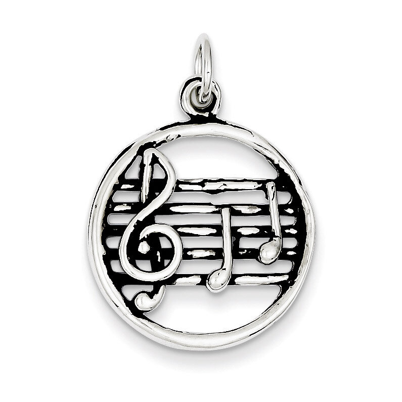 Music Staff Charm Antiqued Sterling Silver QC7780