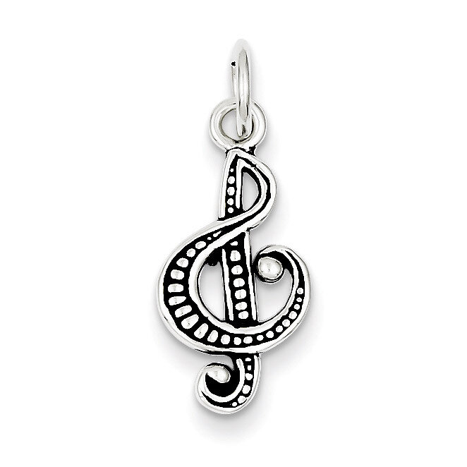 Music Note Charm Antiqued Sterling Silver QC7782