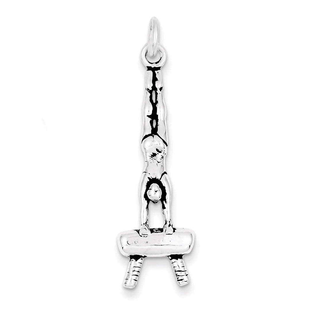 Gymnasts Charm Antiqued Sterling Silver QC7789