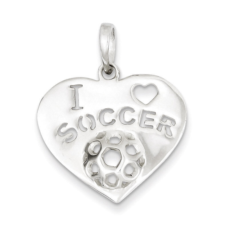 I Love Soccer Heart Pendant Sterling Silver Polished QC7796, MPN: QC7796, 883957138534