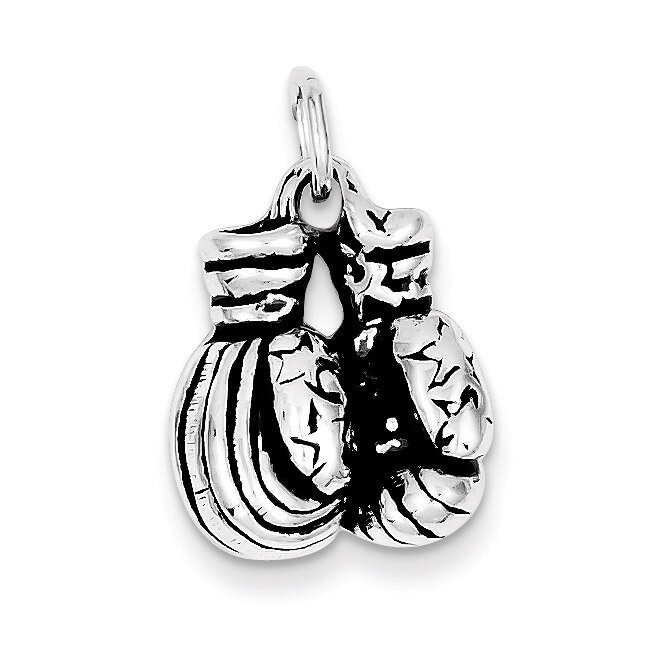 Boxing Gloves Charm Antiqued Sterling Silver QC7811