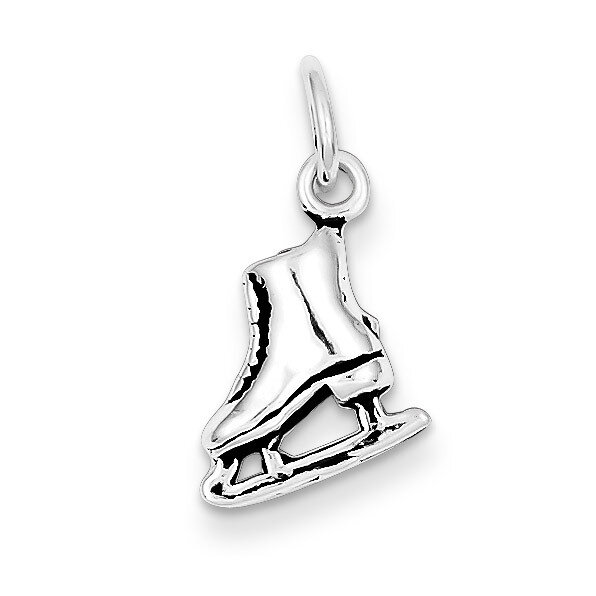 Ice Skate Charm Antiqued Sterling Silver QC7814, MPN: QC7814, 883957532677