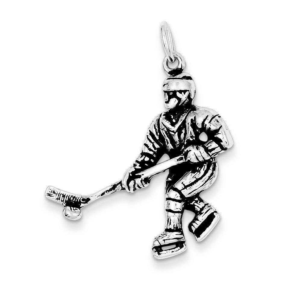 Hockey Player Charm Antiqued Sterling Silver QC7817, MPN: QC7817, 883957567440