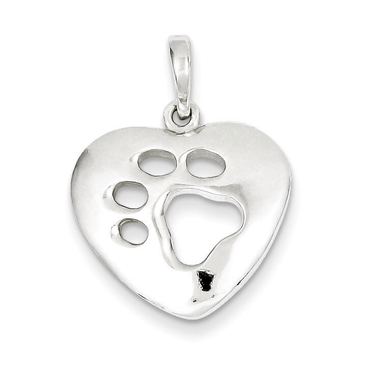 Heart with Paw Print Pendant Sterling Silver Polished QC7819, MPN: QC7819, 886774760063