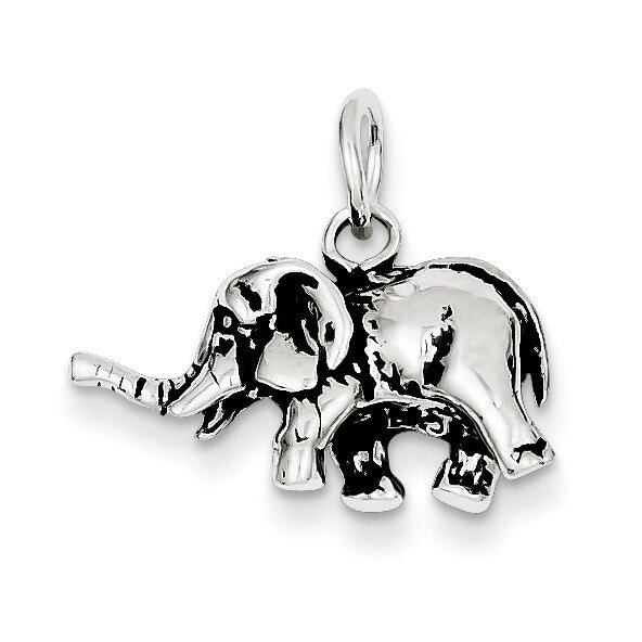 Elephant Charm Antiqued Sterling Silver QC7876