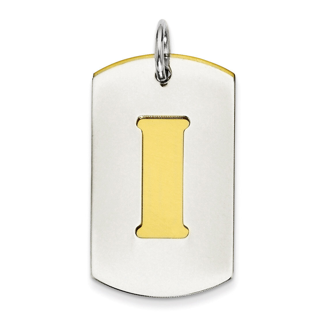 Initial I Double Plate Dog Tag Charm Sterling Silver QC7909I, MPN: QC7909I,