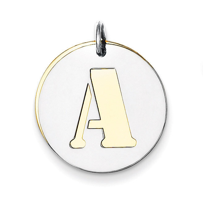 Initial A Double Plate Round Charm Sterling Silver QC7910A, MPN: QC7910A,