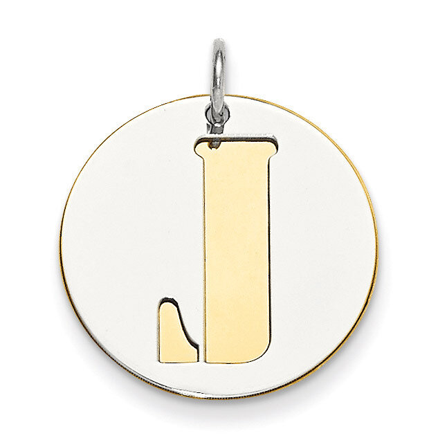 Initial J Double Plate Round Charm Sterling Silver QC7910J, MPN: QC7910J,