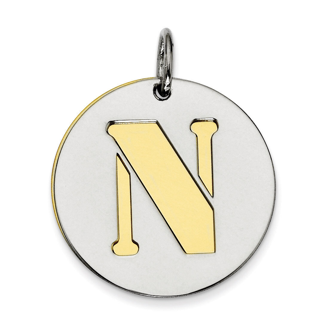 Initial N Double Plate Round Charm Sterling Silver QC7910N, MPN: QC7910N,