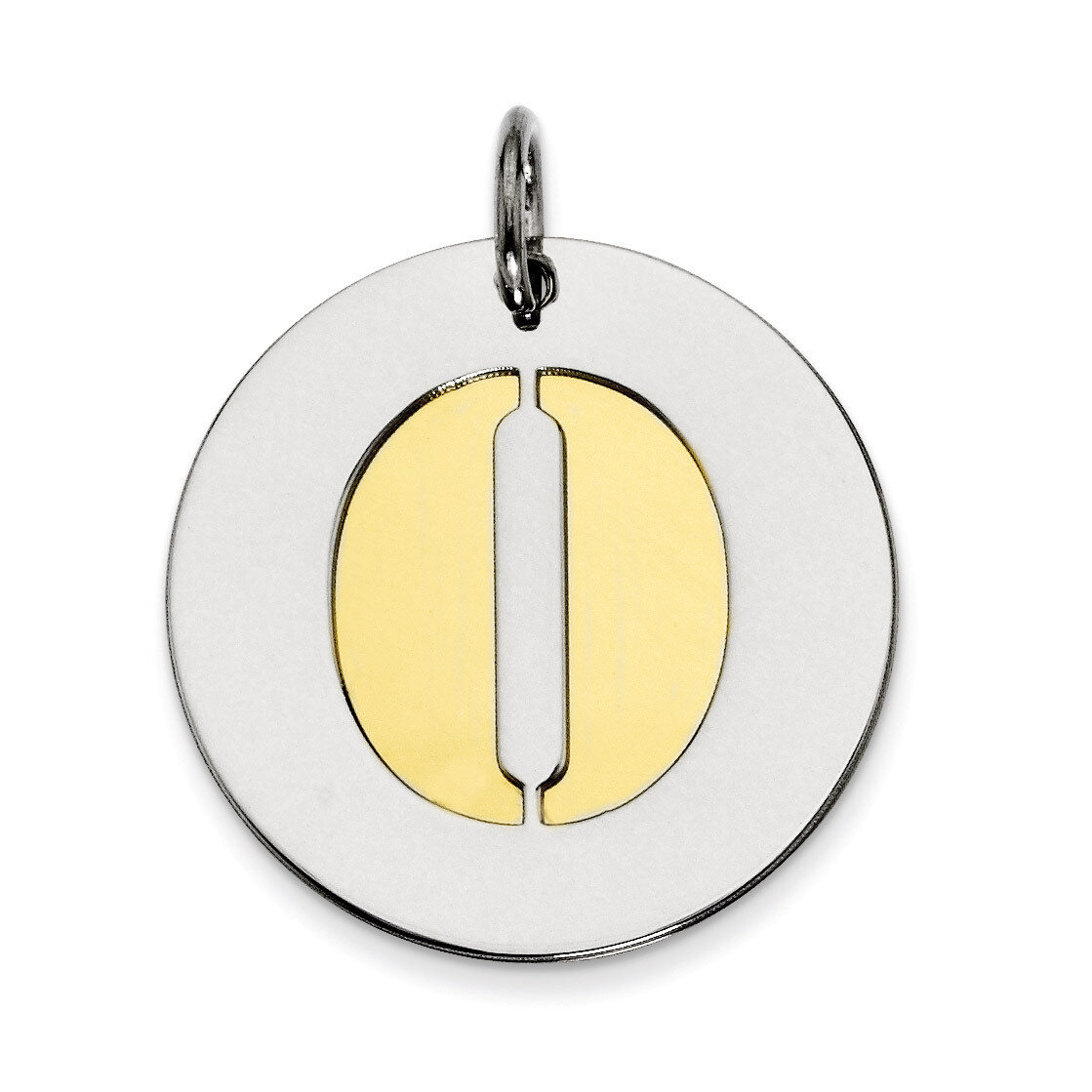 Initial O Double Plate Round Charm Sterling Silver QC7910O, MPN: QC7910O,