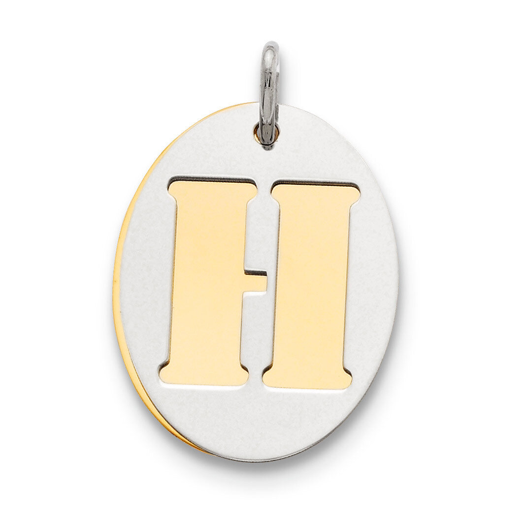 Initial H Double Plate Oval Charm Sterling Silver QC7911H, MPN: QC7911H,