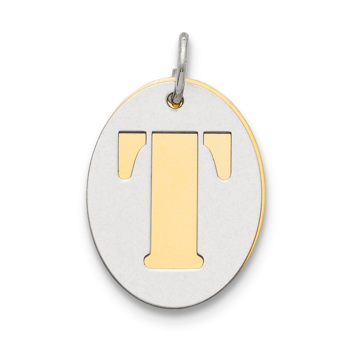Initial T Double Plate Oval Charm Sterling Silver QC7911T, MPN: QC7911T,