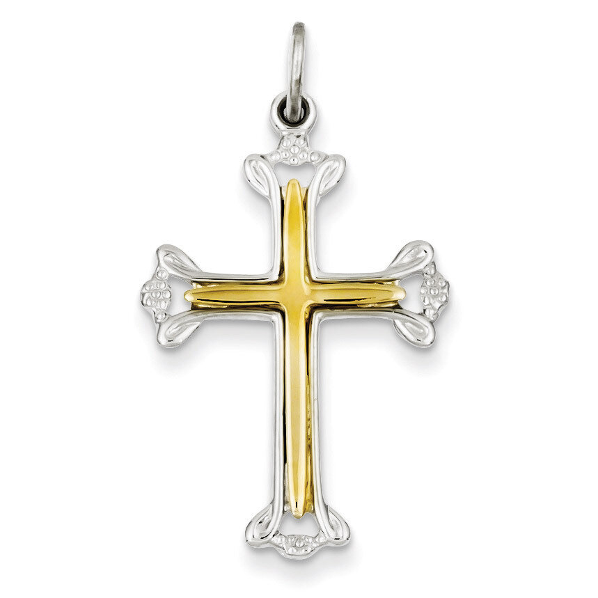 Vermeil Budded Cross Pendant Sterling Silver Polished QC7928, MPN: QC7928, 883957529400