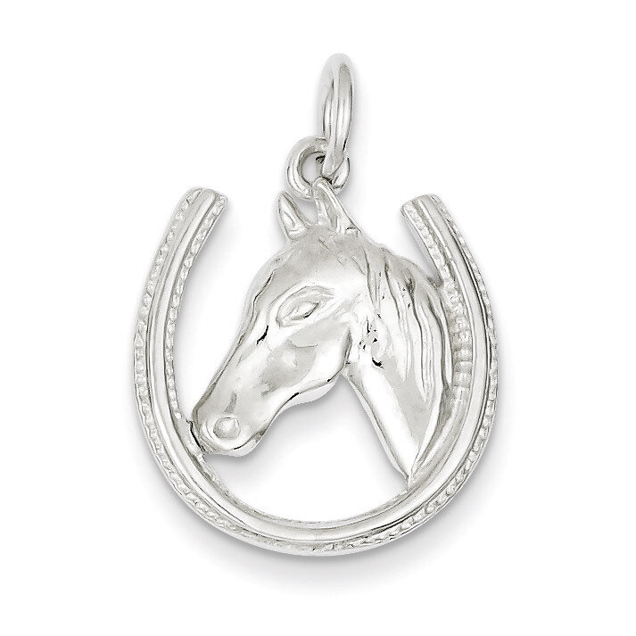 Horseshoe Horse Head Pendant Sterling Silver QC824
