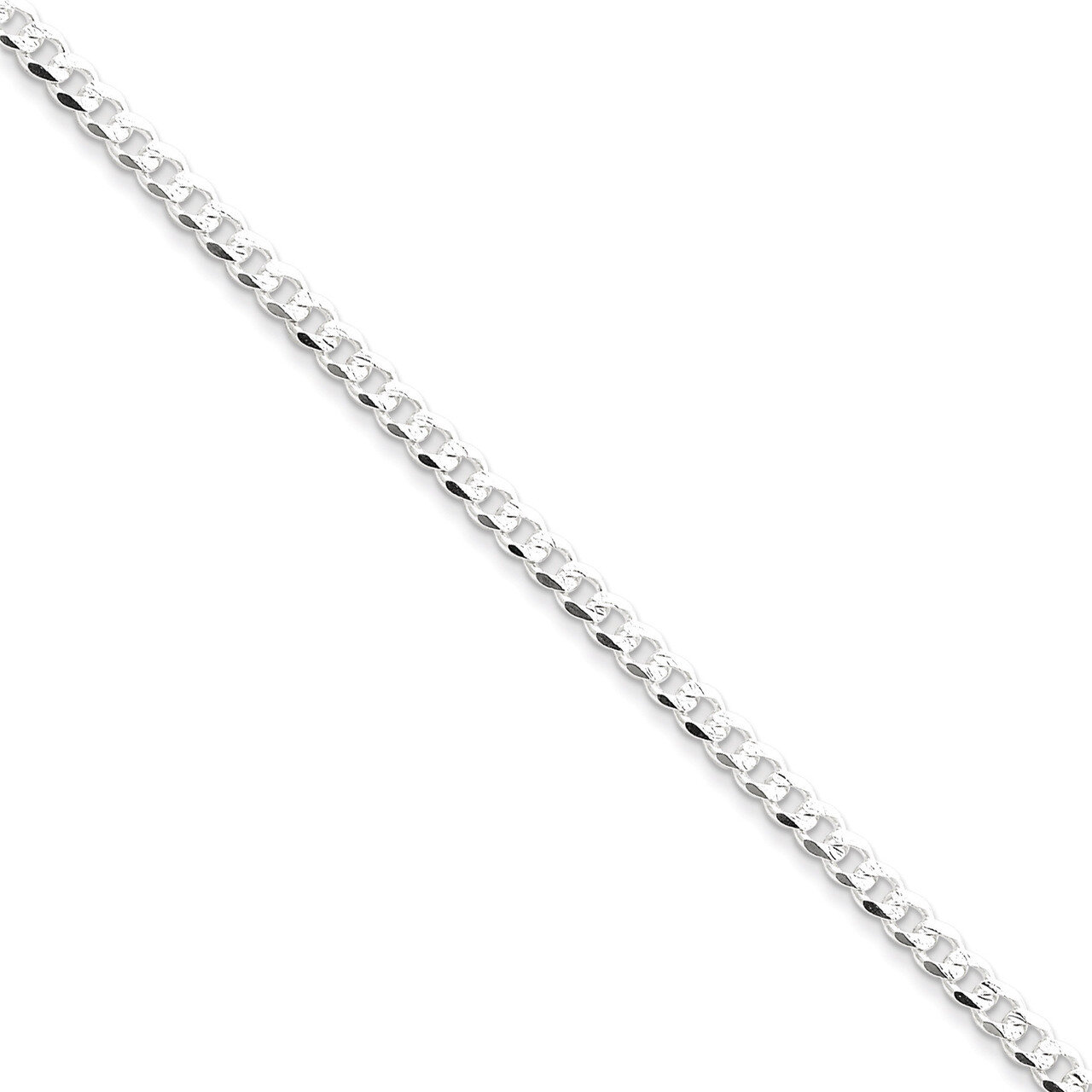 20 Inch 4mm Pave Curb Chain Sterling Silver QCF100-20, MPN: QCF100-20, 886774411170