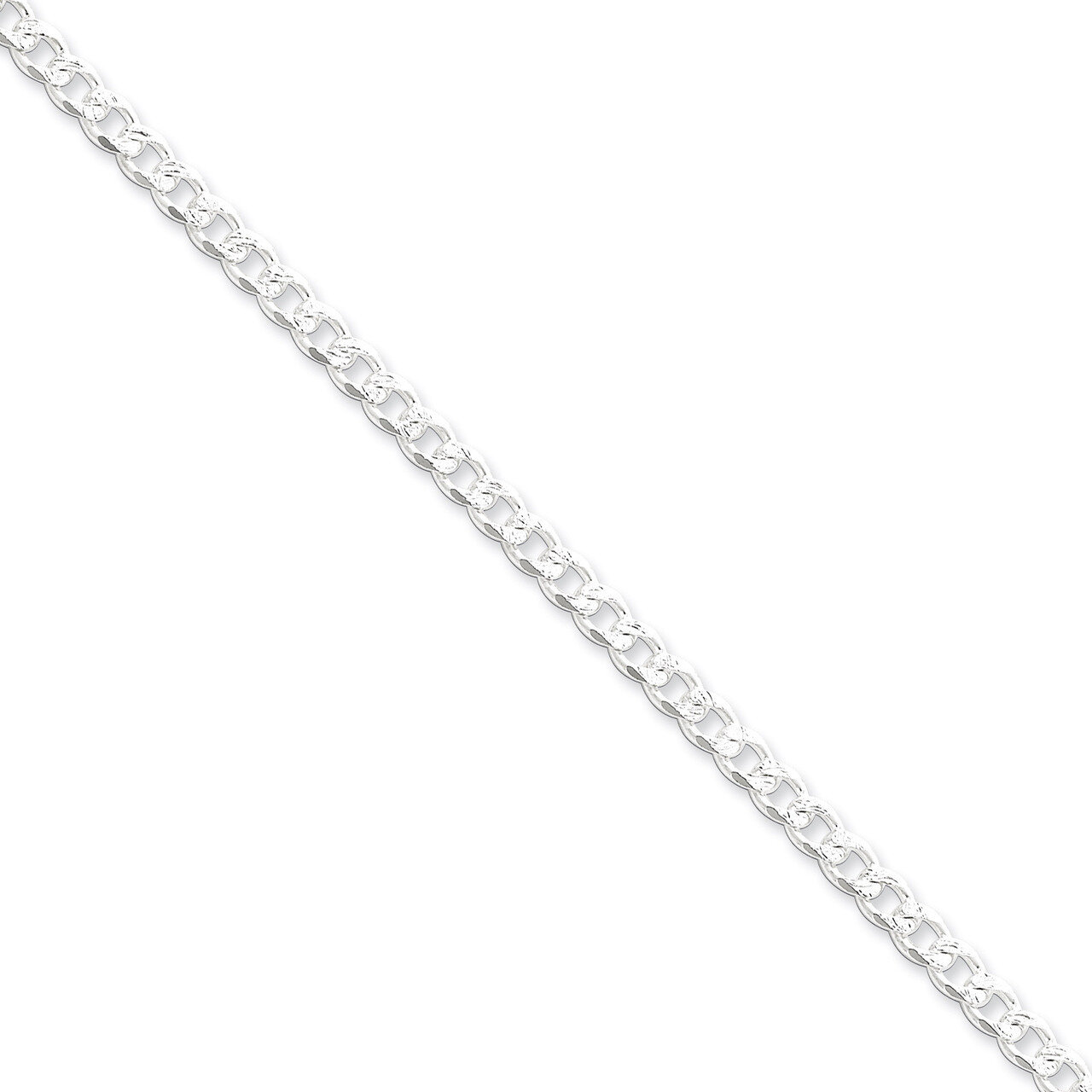 24 Inch 4.5mm Pave Curb Chain Sterling Silver QCF120-24