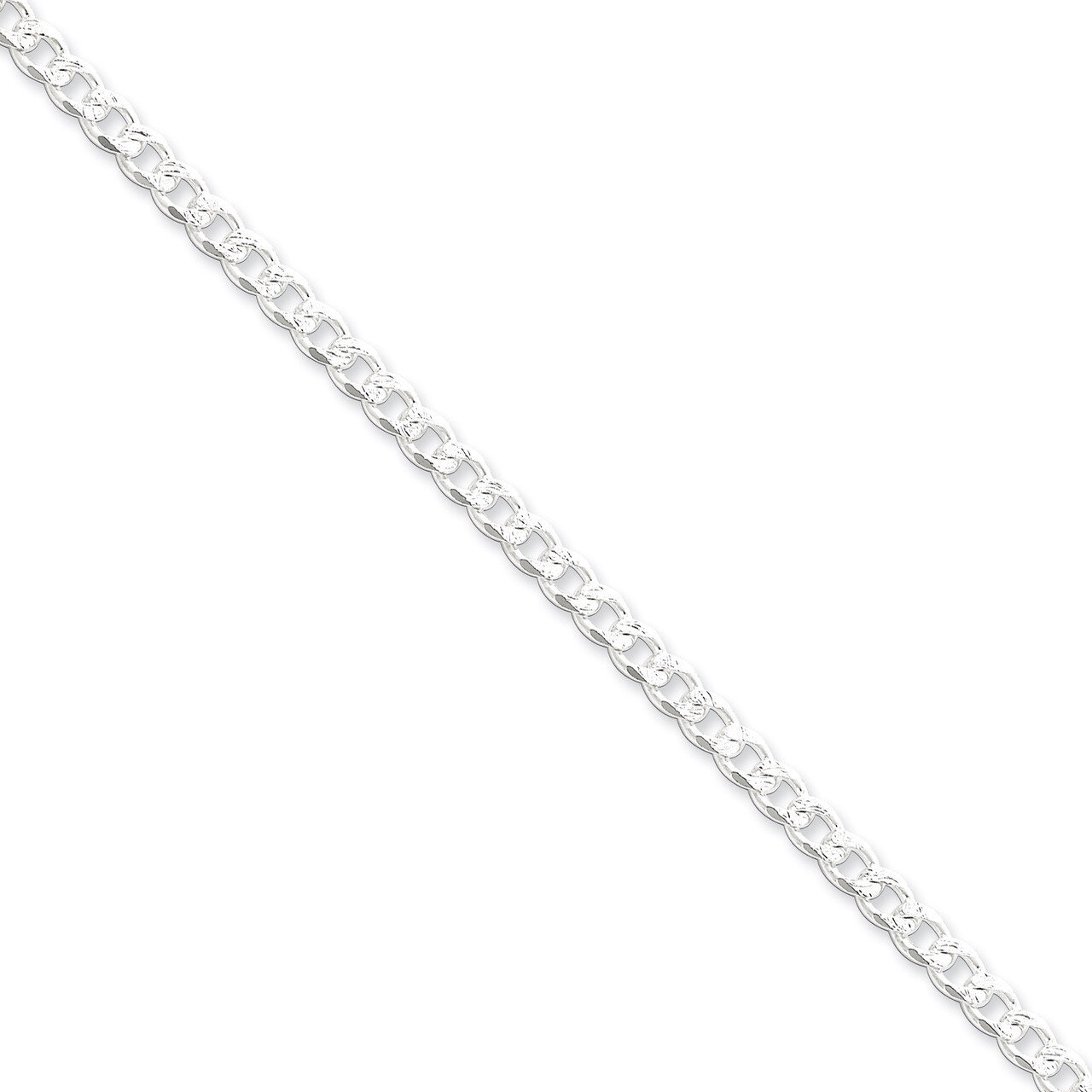 7 Inch 4.5mm Pave Curb Chain Sterling Silver QCF120-7, MPN: QCF120-7, 886774112244