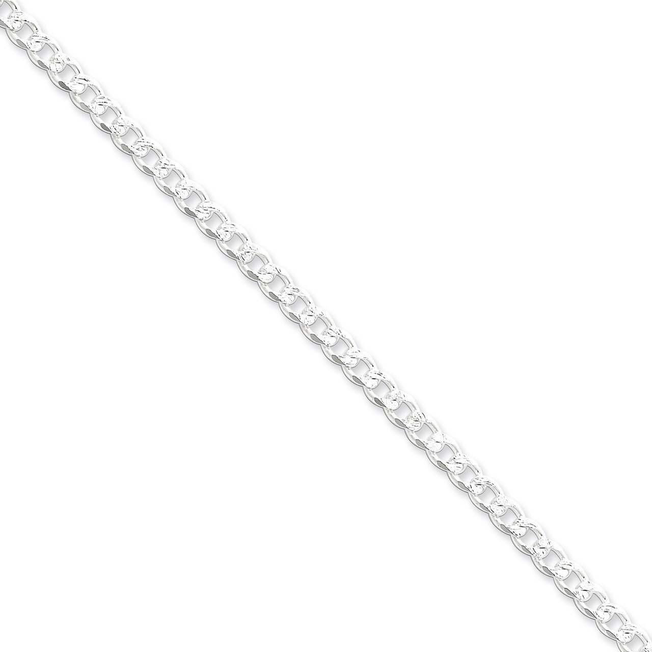 8 Inch 4.5mm Pave Curb Chain Sterling Silver QCF120-8, MPN: QCF120-8, 886774411255
