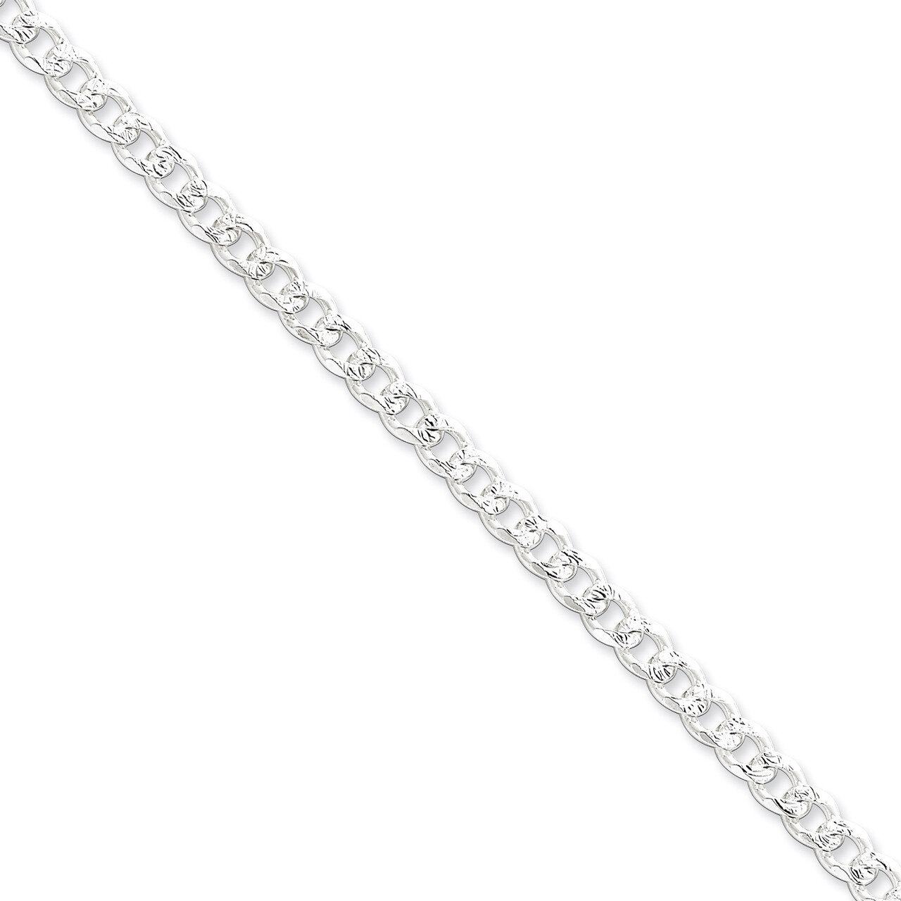 20 Inch 5.5mm Pave Curb Chain Sterling Silver QCF150-20