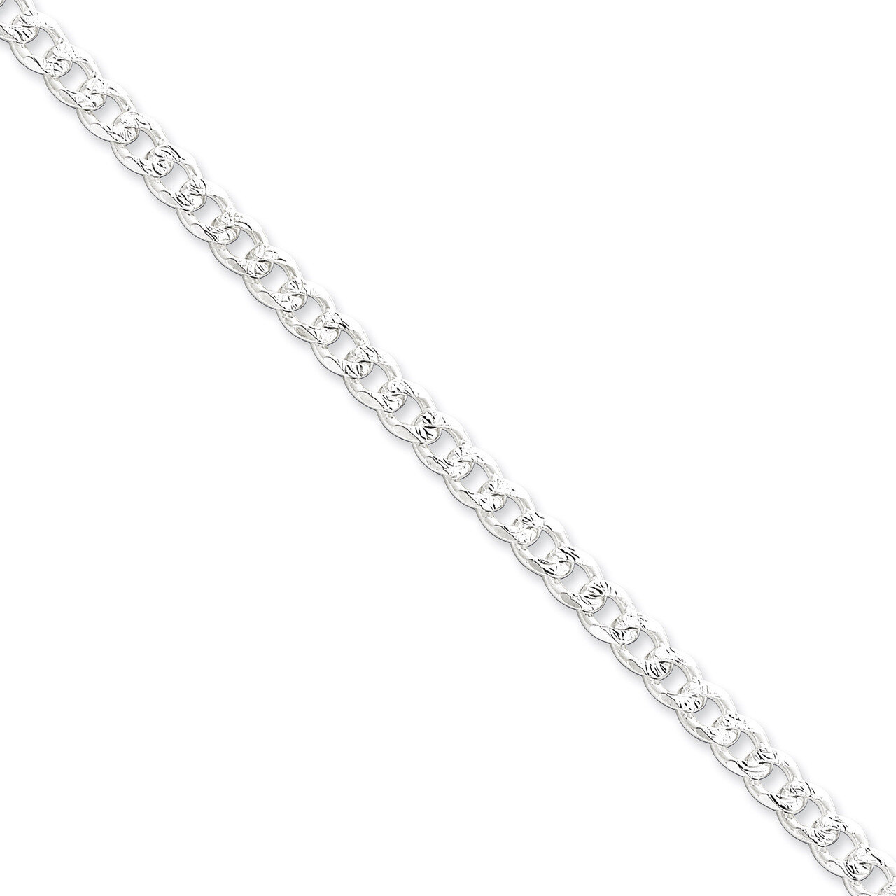 24 Inch 5.5mm Pave Curb Chain Sterling Silver QCF150-24, MPN: QCF150-24, 886774411286