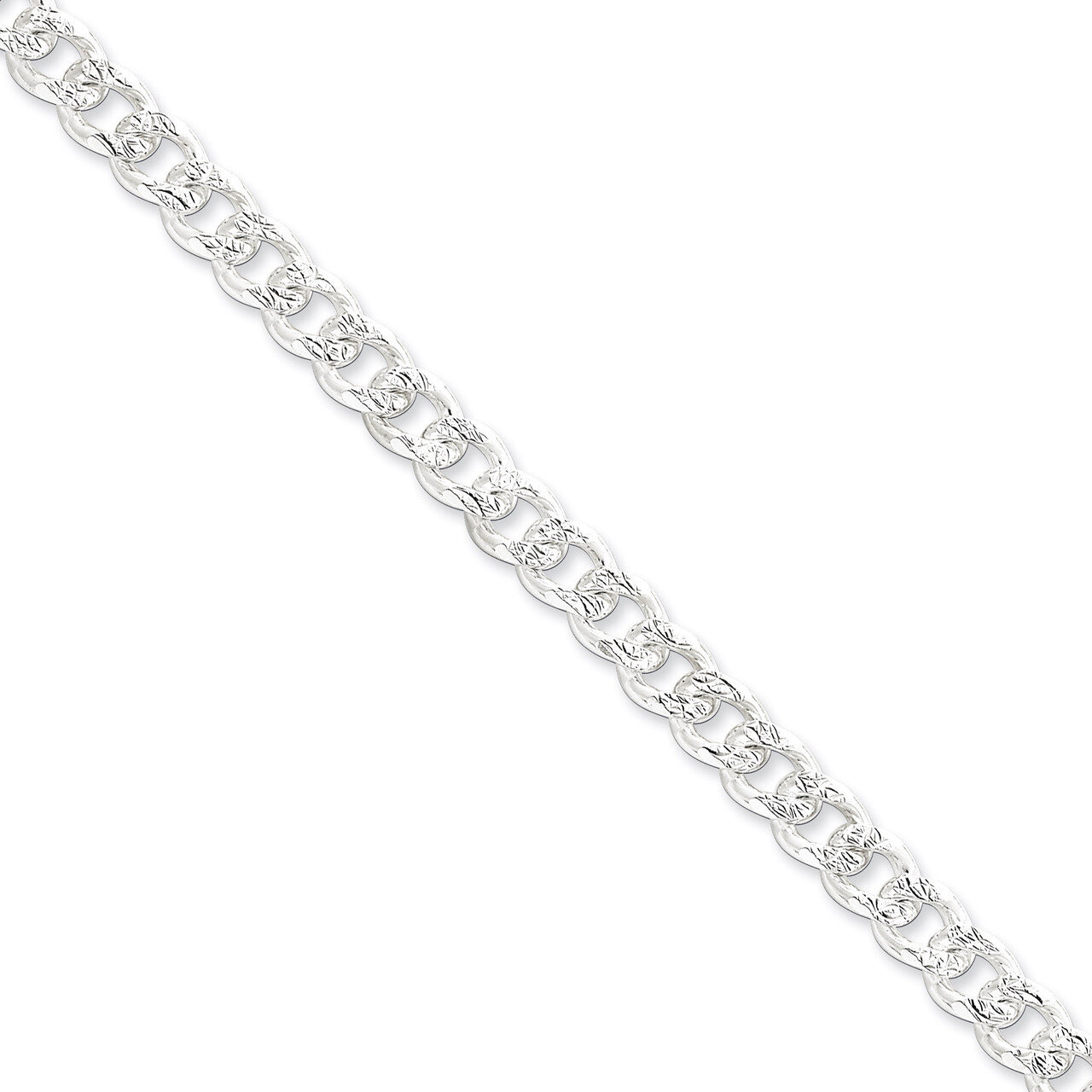 24 Inch 7.5mm Pave Curb Chain Sterling Silver QCF200-24, MPN: QCF200-24, 886774411361