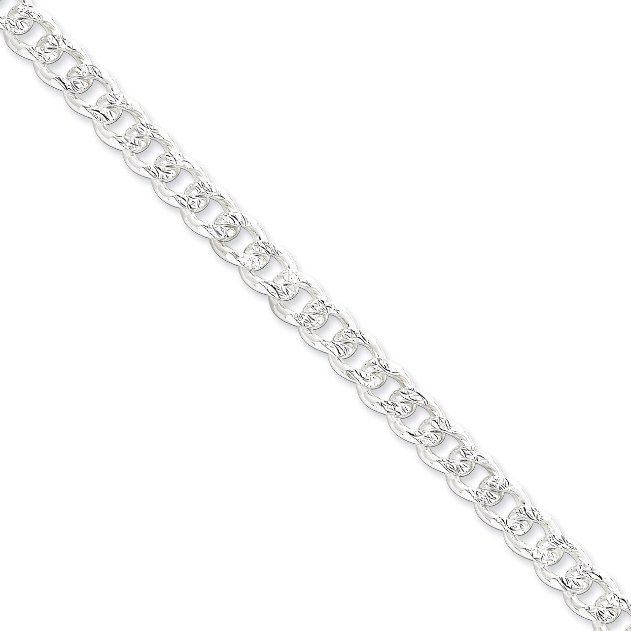 7 Inch 7.5mm Pave Curb Chain Sterling Silver QCF200-7
