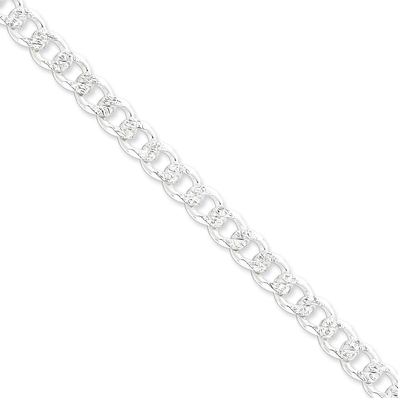 20 Inch 8mm Pave Curb Chain Sterling Silver QCF220-20, MPN: QCF220-20, 886774411392