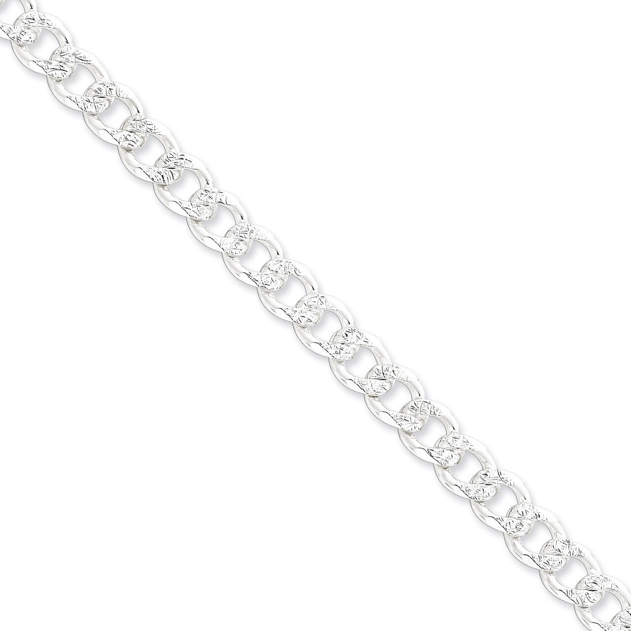 9 Inch 8mm Pave Curb Chain Sterling Silver QCF220-9