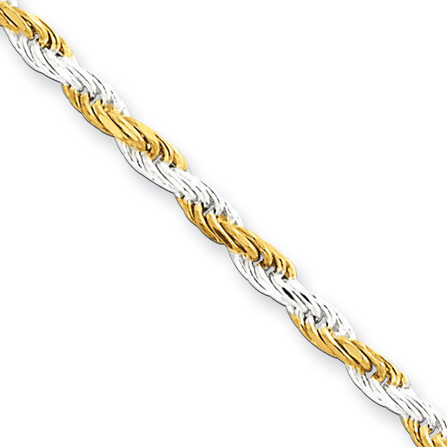 7 Inch Vermeil 2.5mm Diamond-cut Rope Chain Sterling Silver QDCY060-7, MPN: QDCY060-7, 883957920870