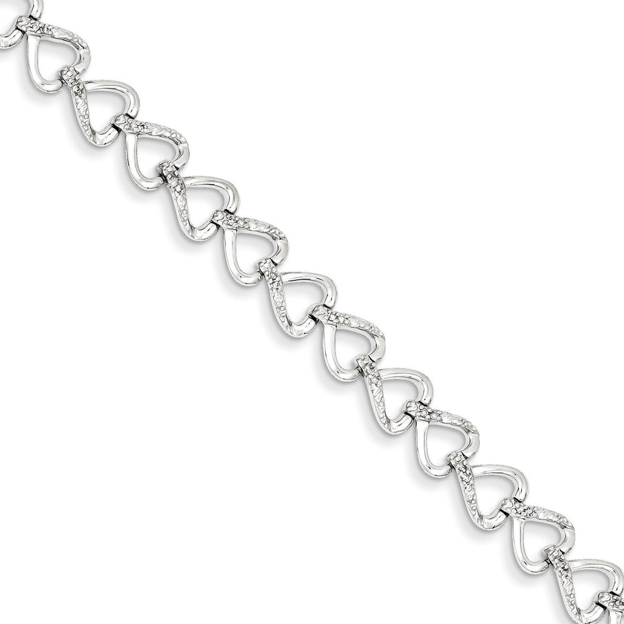 Hearts Bracelet Sterling Silver Diamond QDX1003, MPN: QDX1003, 818050012726