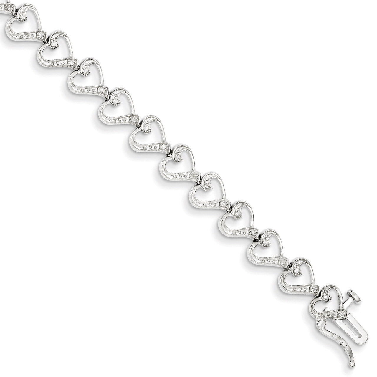 Heart Bracelet Sterling Silver Diamond QDX1018, MPN: QDX1018, 883957488905