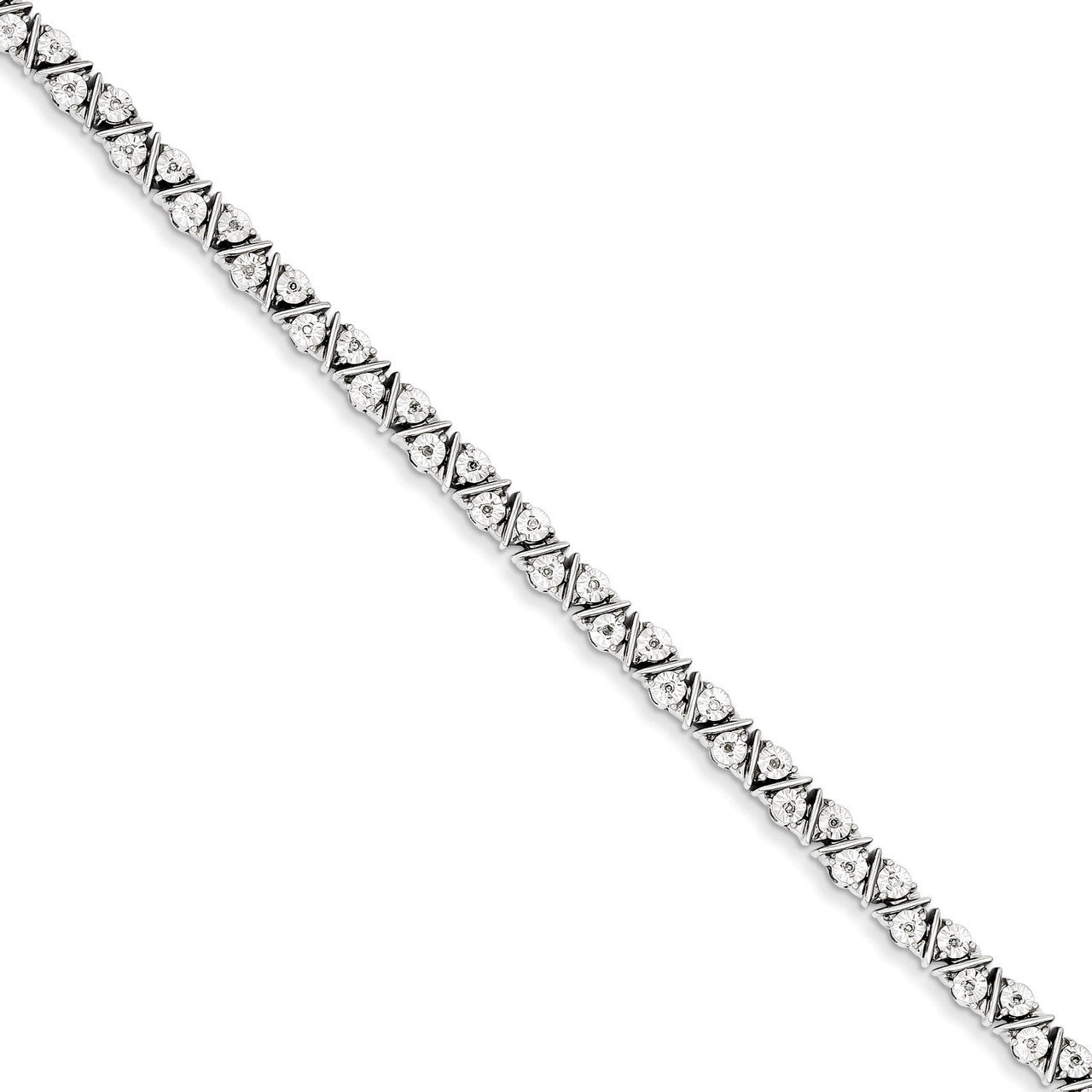 Triangle Link Bracelet Sterling Silver Diamond QDX1134, MPN: QDX1134, 883957355191