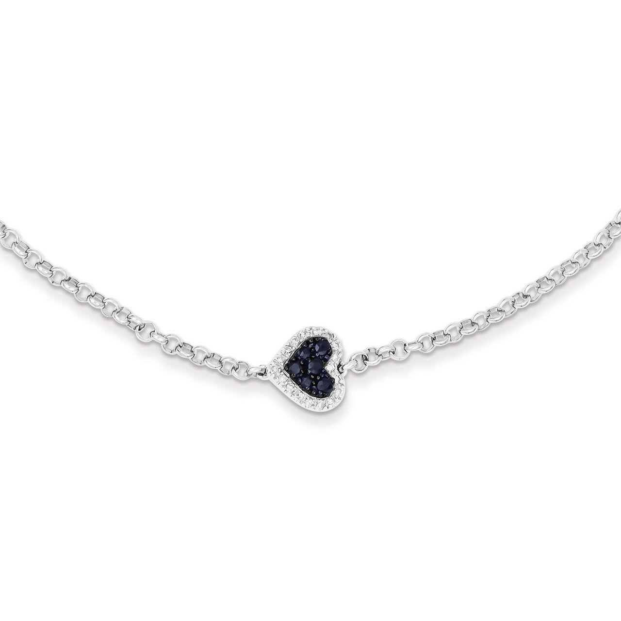 Sapphire Heart Bracelet Diamond Sterling Silver QDX1200, MPN: QDX1200, 883957432908