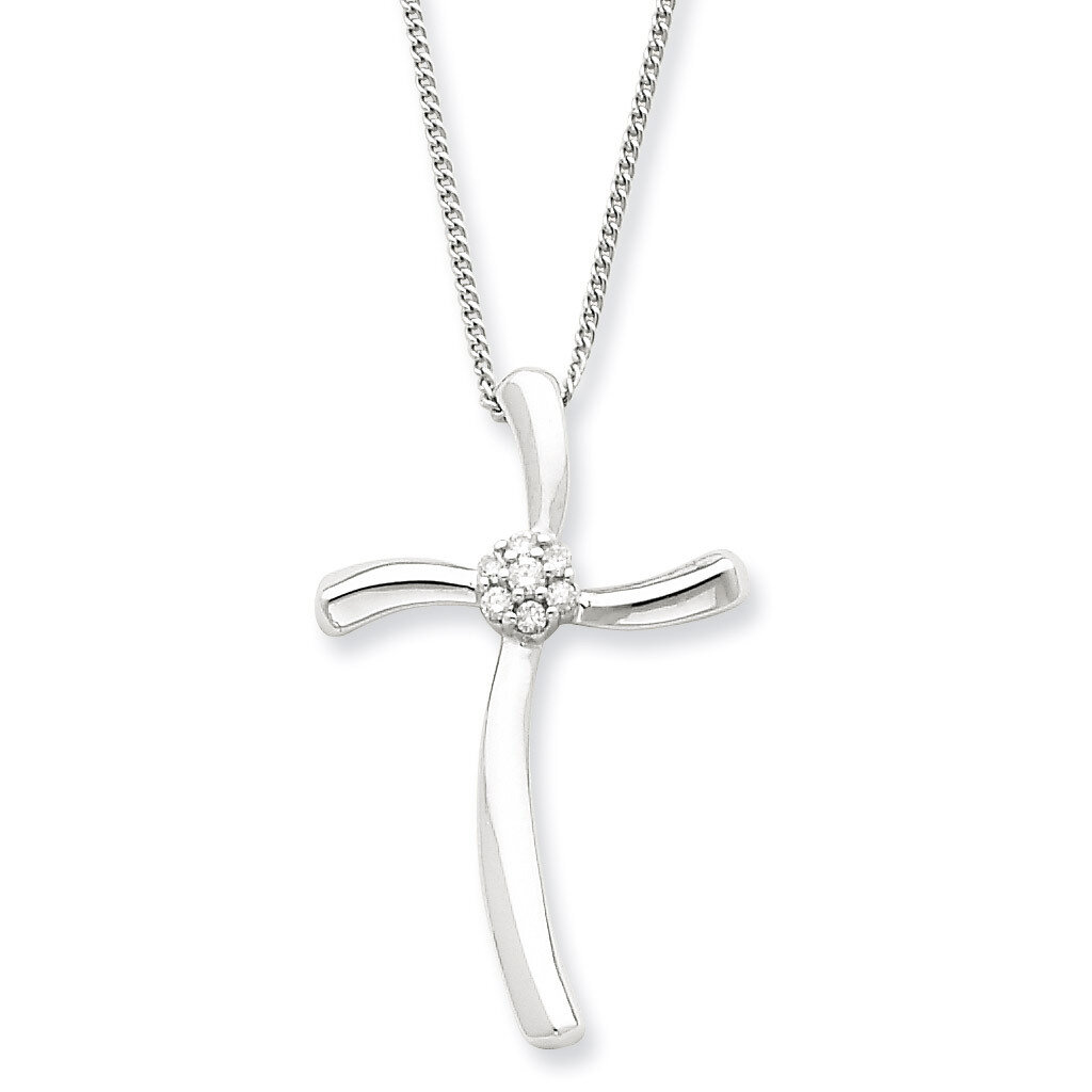 16 Inch Cross Necklace Sterling Silver Diamond QDX160-16, MPN: QDX160-16, 813455011329