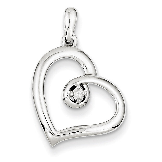 Heart Pendant Sterling Silver Diamond QDX212, MPN: QDX212, 818050011446