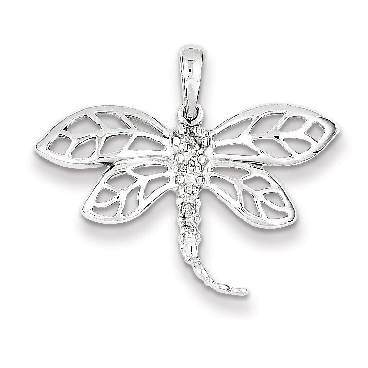 Diamond Dragonfly Pendant Sterling Silver Rhodium QDX237, MPN: QDX237, 883957145662