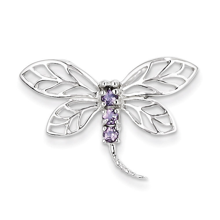Amethyst Dragonfly Pendant Sterling Silver Rhodium QDX376, MPN: QDX376, 883957496115