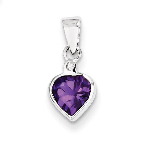 Amethyst Diamond Pendant Sterling Silver Rhodium QDX436, MPN: QDX436, 883957542652