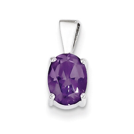 Amethyst Pendant Sterling Silver Rhodium QDX438, MPN: QDX438, 883957398549