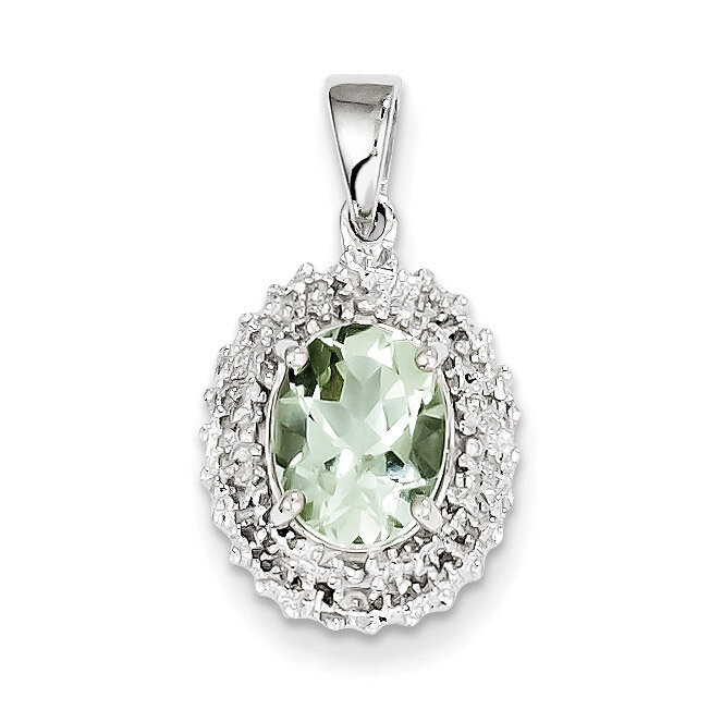 Green Quartz &amp; Diamond Pendant Sterling Silver Rhodium QDX455, MPN: QDX455, 883957459622