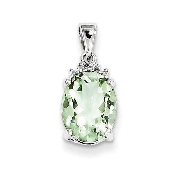 Green Quartz &amp; Diamond Pendant Sterling Silver Rhodium QDX475, MPN: QDX475, 883957571799
