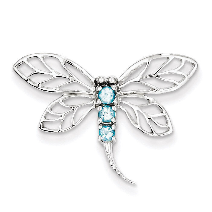 Light Swiss Blue Topaz Dragonfly Pendant Sterling Silver Rhodium QDX517, MPN: QDX517, 883957554976