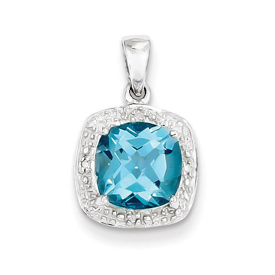 Light Swiss Blue Topaz Pendant Sterling Silver Rhodium QDX518, MPN: QDX518, 883957525457