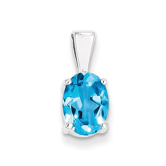 Light Swiss Blue Topaz Pendant Sterling Silver Rhodium QDX519, MPN: QDX519, 883957398662