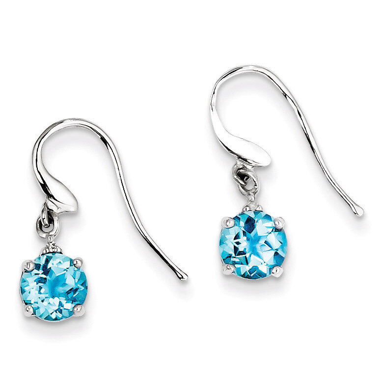 Swiss Blue Topaz &amp; Diamond Wire Earrings Sterling Silver QDX531, MPN: QDX531, 883957496191