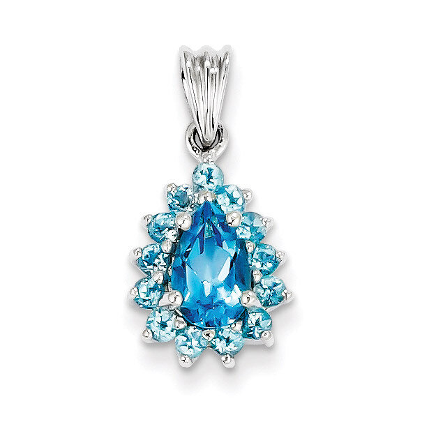 Light Swiss Blue Topaz Pear-shaped Pendant Sterling Silver QDX538, MPN: QDX538, 883957355511