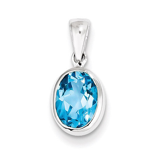 Light Swiss Blue Topaz Pendant Sterling Silver Rhodium QDX573, MPN: QDX573, 883957536729