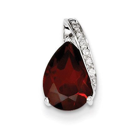 Pear Garnet Pendant Sterling Silver Rhodium QDX629, MPN: QDX629, 883957489162