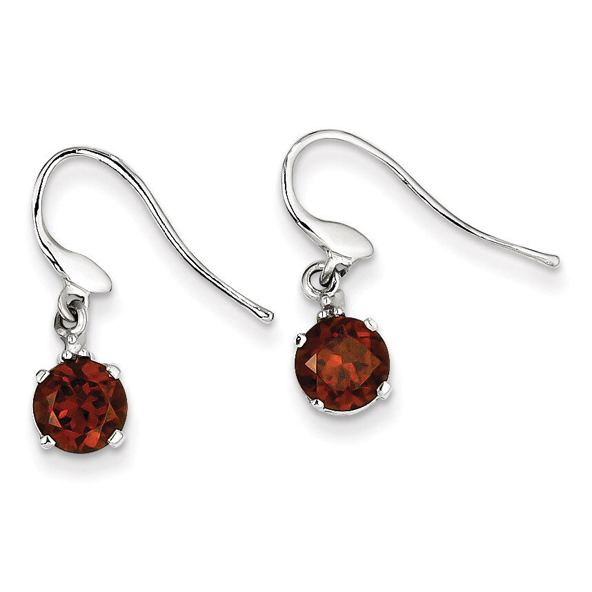 Round Garnet &amp; Diamond Wire Earrings Sterling Silver Rhodium QDX630, MPN: QDX630, 886774645650